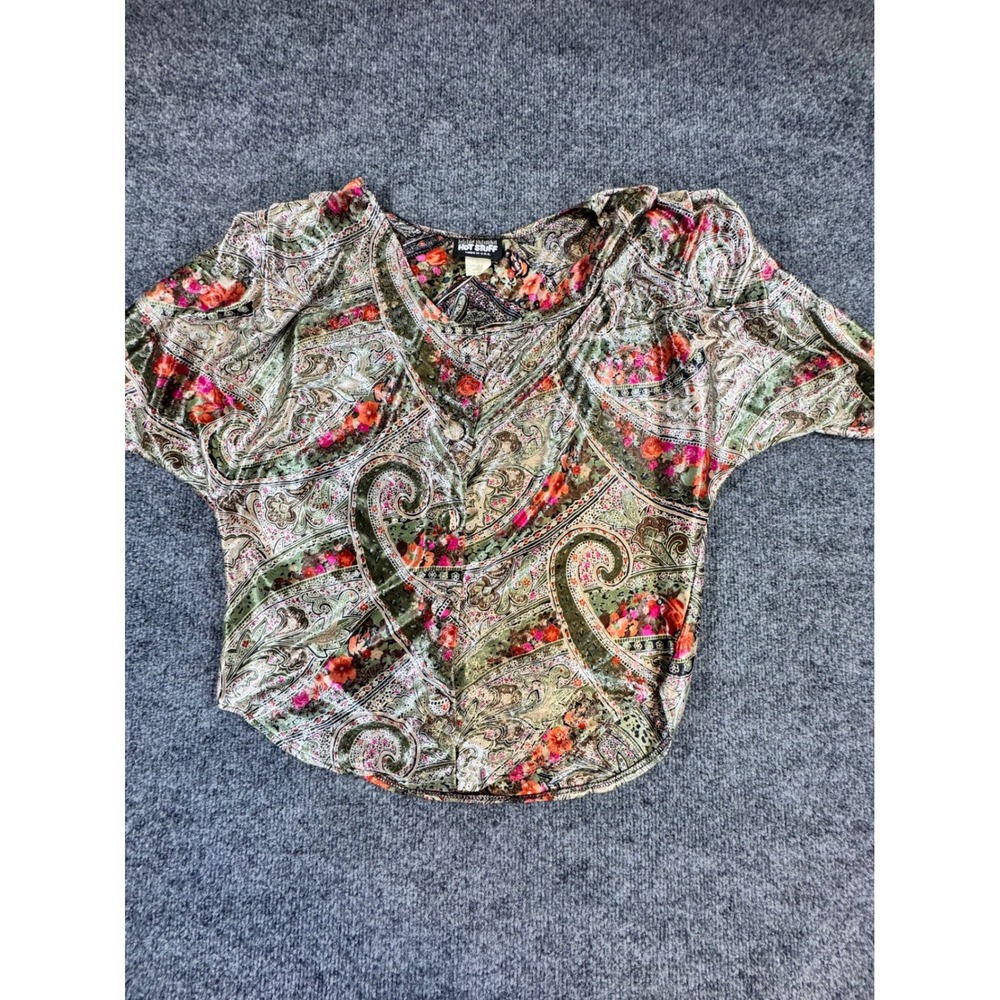 Vintage Paisley Floral Blouse Boho 90s‎ Made in USA Lightweight Flowy Top